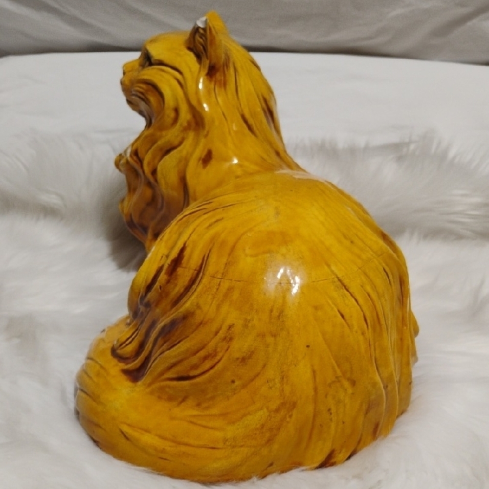 SALE! Large 1977 Vintage Cat Decor Majestic Gold Cat Sculpture #205 SMALL CRATE - Picture 5 of 12